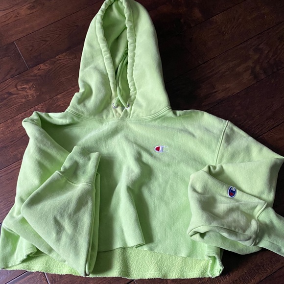 Champion Lime Green Cropped Hoodie Perfect - Picture 1 of 3